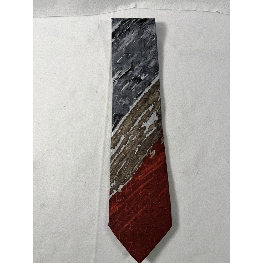 Hubert Milano Vintage Mid-Century Modern Geometric Tie 57" Silk Made in Italy